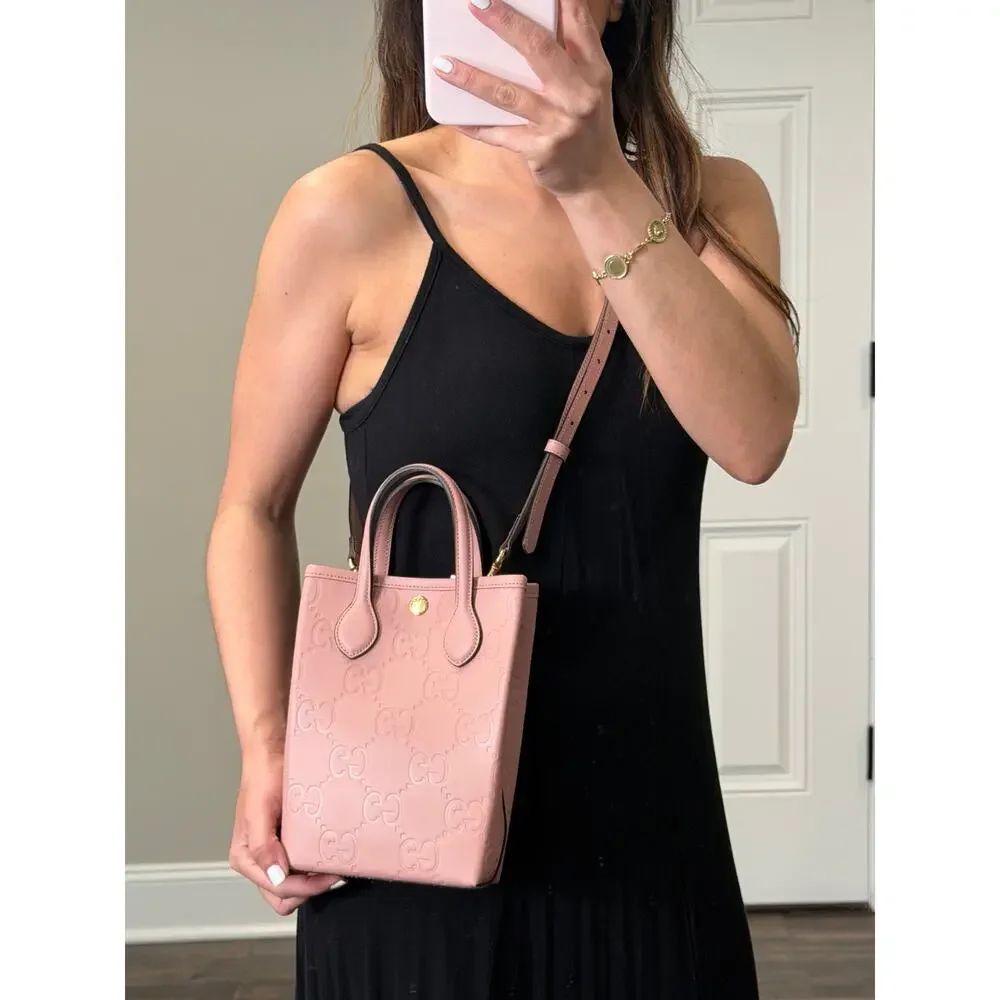 Gucci GG Leather Super Mini Shoulder Bag Pink NWT - Picture 7 of 8
